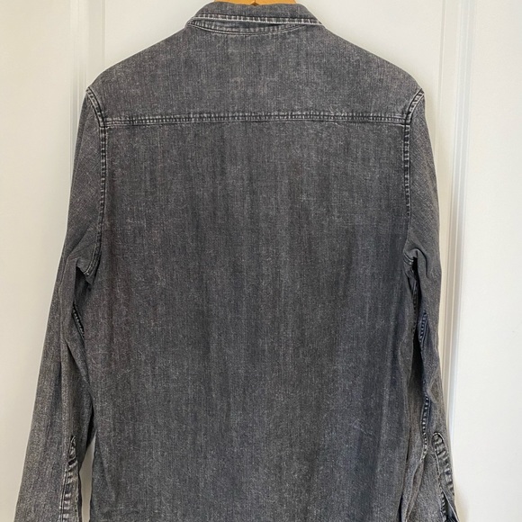 Topman Classic Fit Black Wash Denim Buttons Front Shirt Size L - Picture 5 of 7